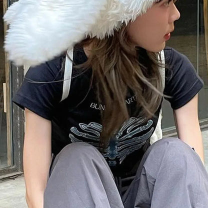 Star Print Casual Retro Crop Top