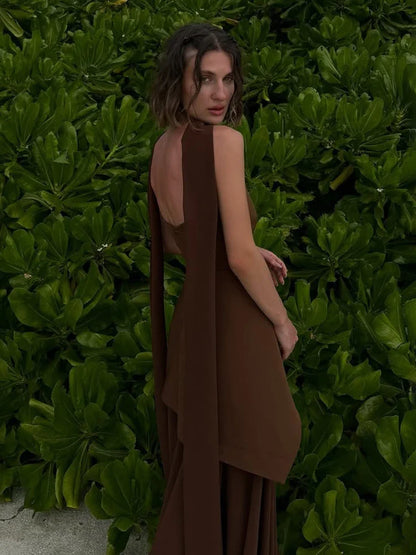 Strapless Ribbon Mesh Beach Midi Dress