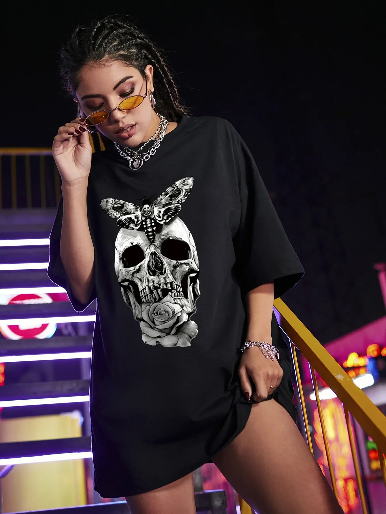 Skull Butterfly Cotton T-shirt