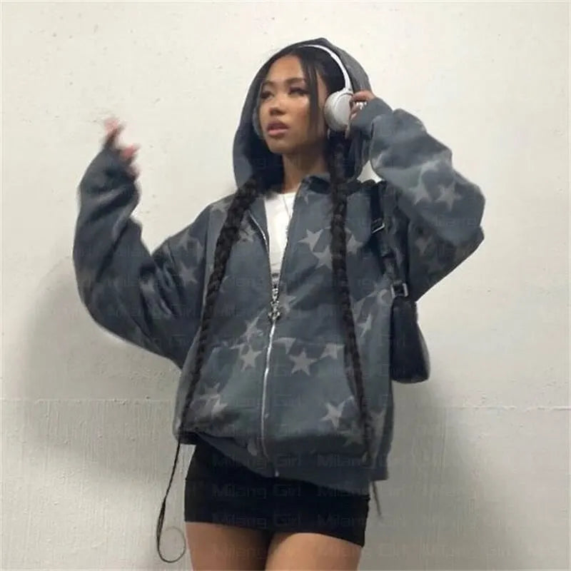 Star Graphic Grunge Hoodie