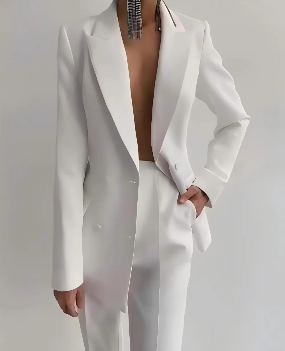 Purple Double Breasted Pant Suit