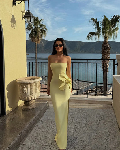 Mermaid Strapless Slit Prom Party Dress