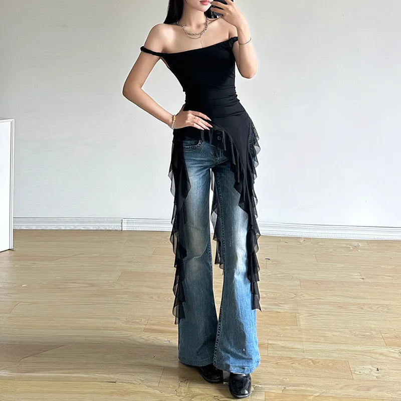 Tassel One Shoulder Trendy Strapless