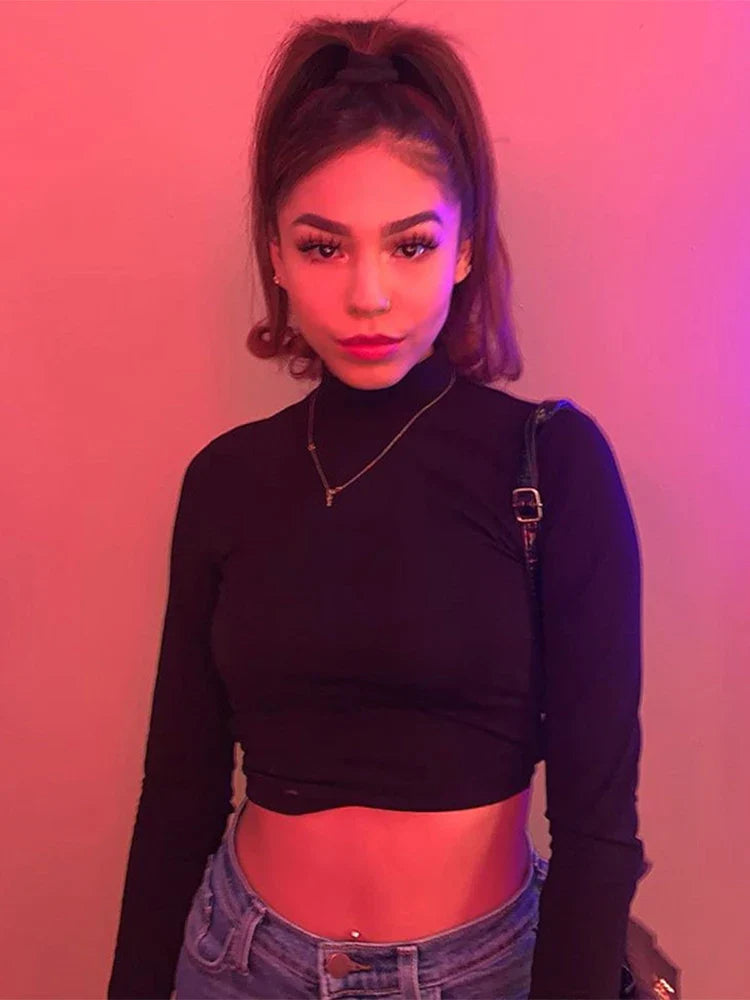 Hollow Out Long Sleeve Bandage Crop Top