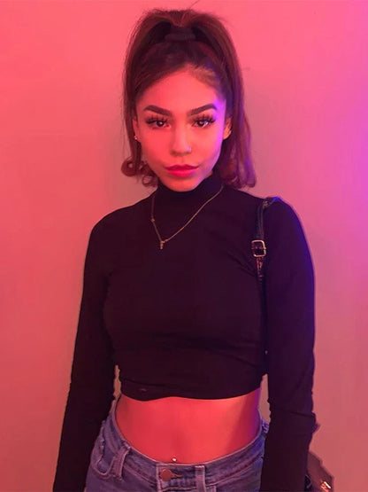 Hollow Out Long Sleeve Bandage Crop Top