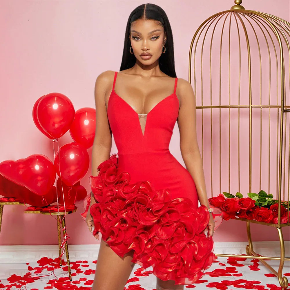 Ruffles Pleated Sleeveless Mini Party Dress