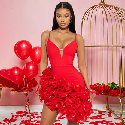 Ruffles Pleated Sleeveless Mini Party Dress