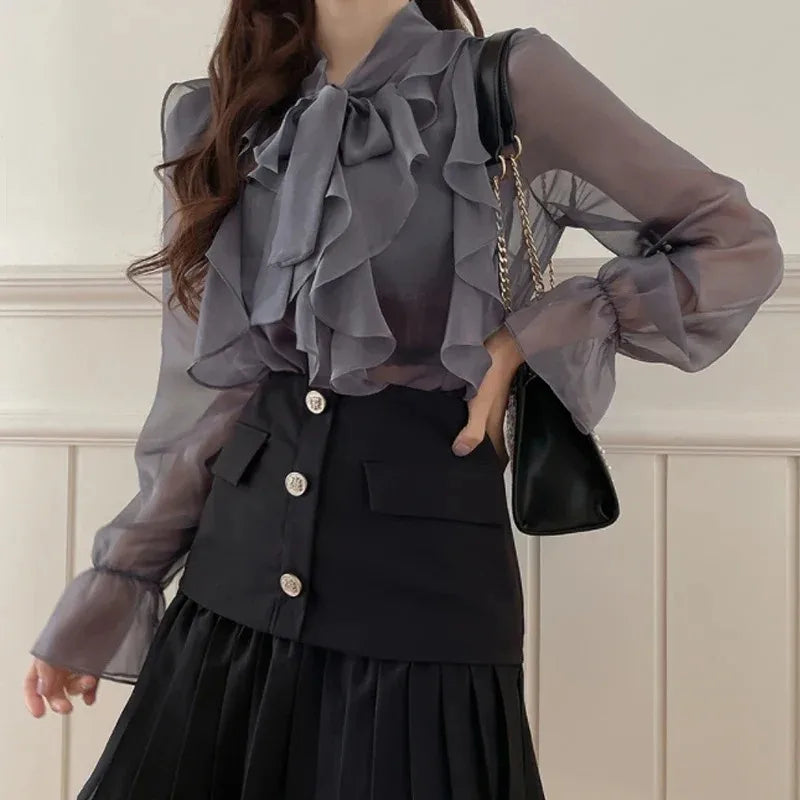 Chiffon Bow Office Lady Casual Blouse
