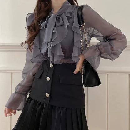 Chiffon Bow Office Lady Casual Blouse