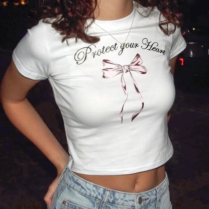 Letter Print Slim Fit Crop Top