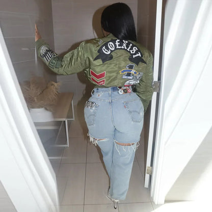 Embroidered Cyber Bomber Jacket