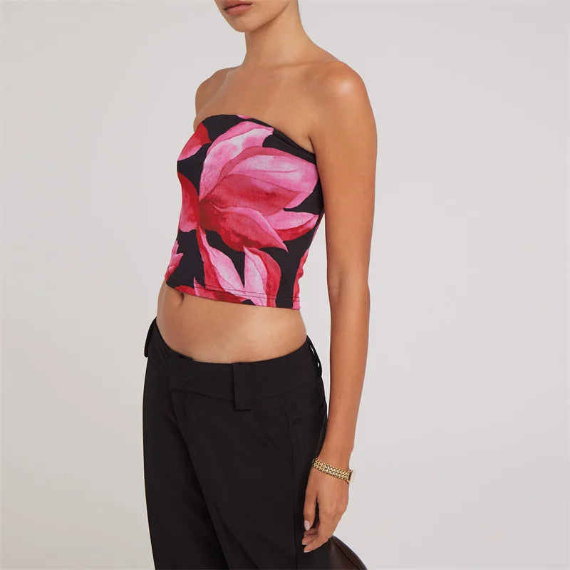 Floral Print Off-Shoulder Strapless