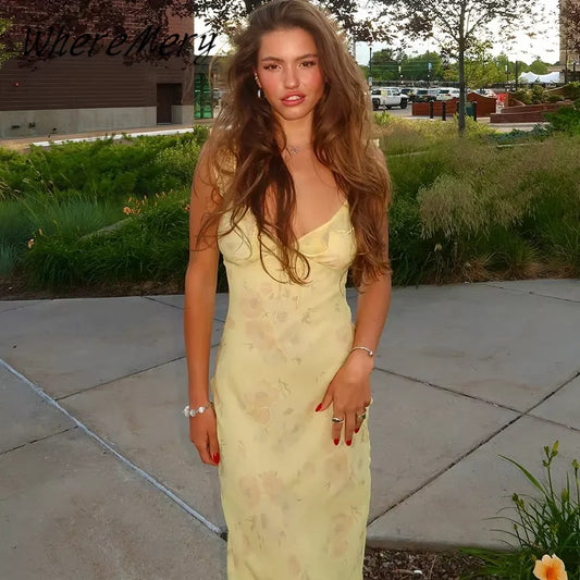 Off Shoulder Ruffle Halter Backless Floral Dress