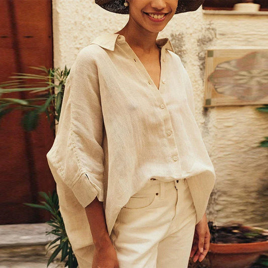 Linen Half Sleeve Office Casual Blouse
