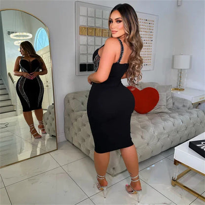 Diamond Patchwork Mesh Midi Dress