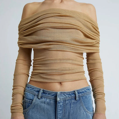 Sheer Mesh Slim Fit Crop Top