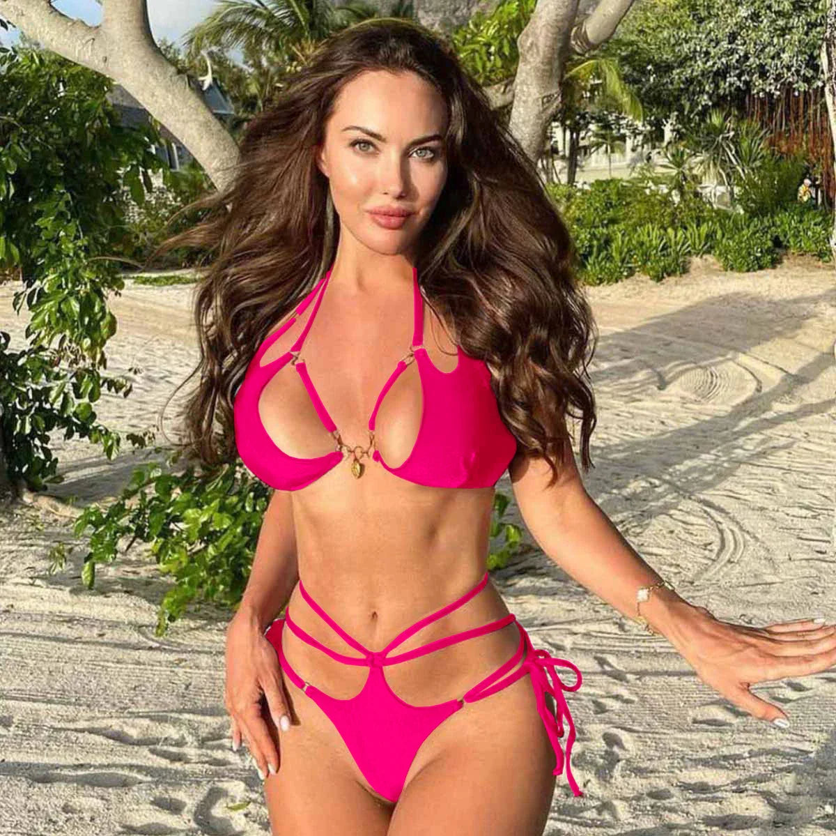 Ring Linked Halter Brazilian Bikini Sets