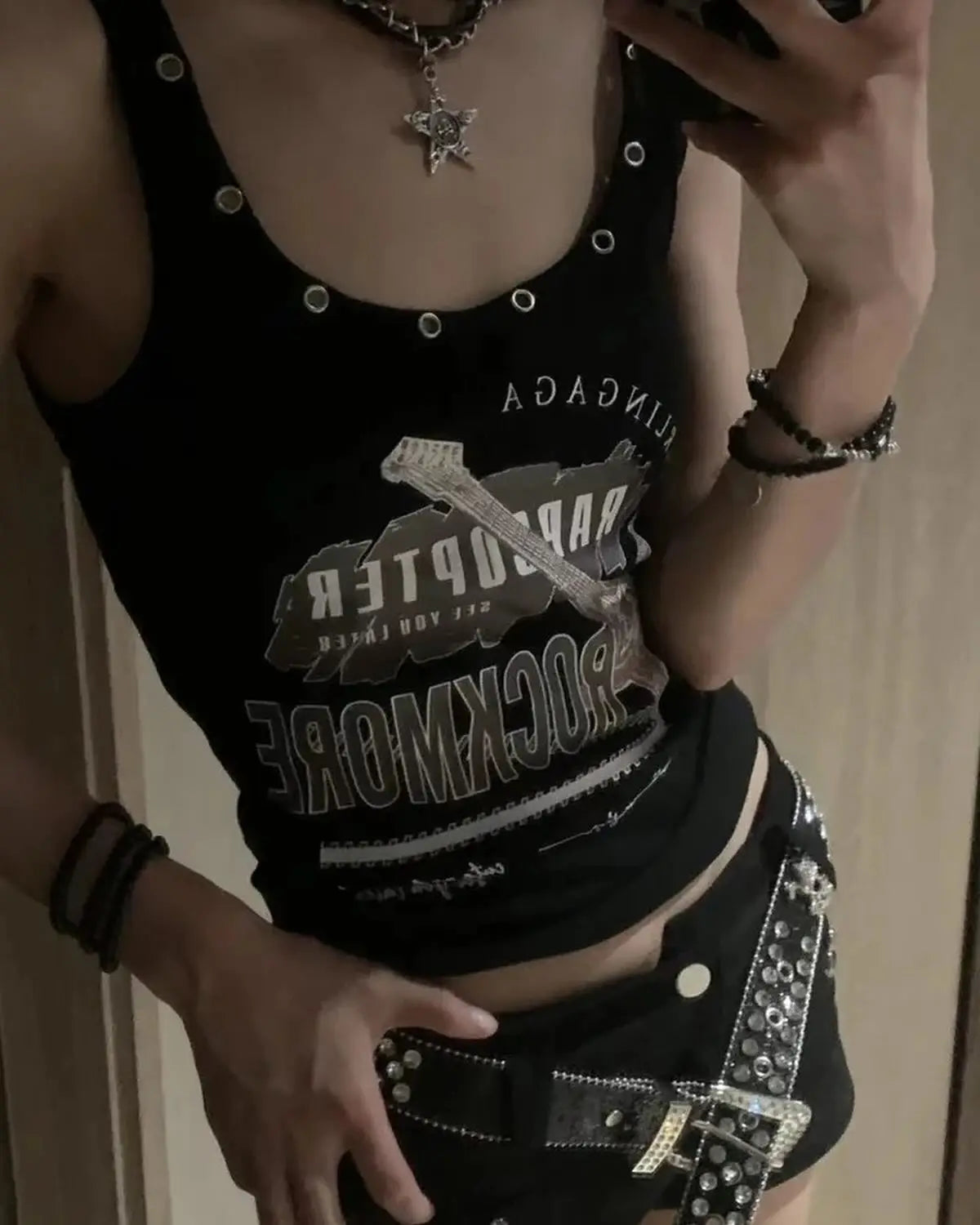 Punk Rock Streetwear Subculture Slim Retro Cami Top