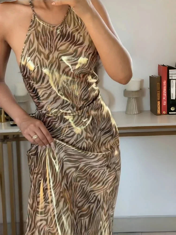 Backless Halter Neck Luxury Party Dress