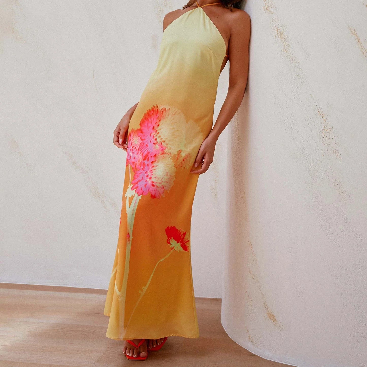 Halter Layered Party Floral Dress