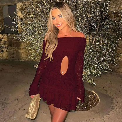 Strapless Lace Backless Party Mini Dress