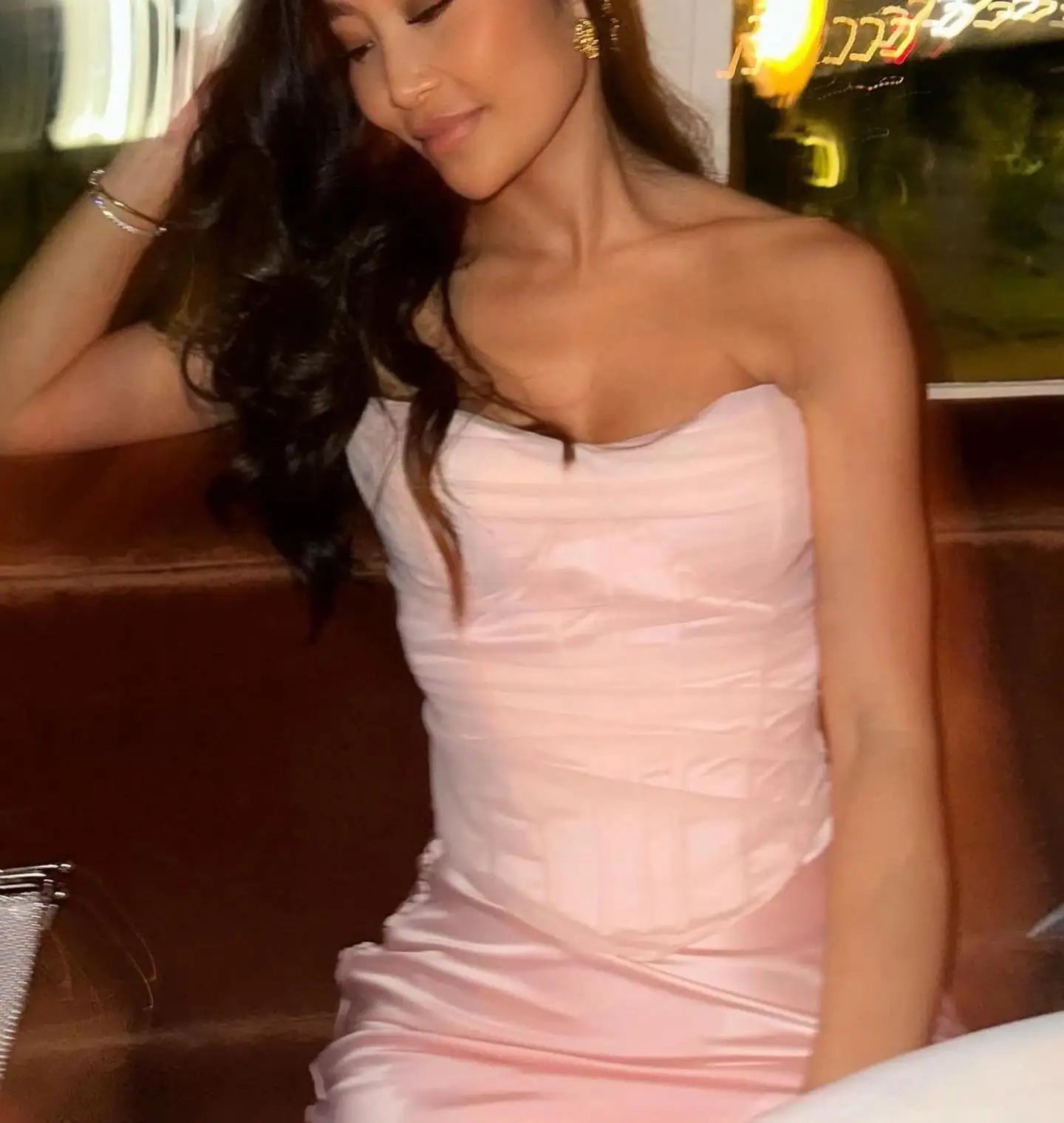 Mesh Pink Cropped Top Strapless