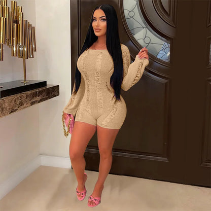 See Through Backless One Shoulder Romper