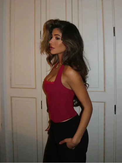 Elegant Lace Slim Fit Backless Off Shoulder Cami Top