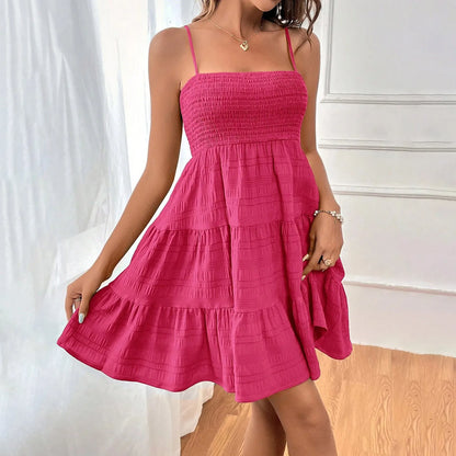 Backless Ruffle Spaghetti Strap Mini Dress