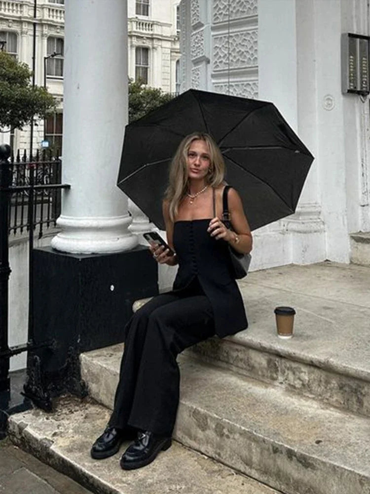 Split Corset Slim Vest Strapless