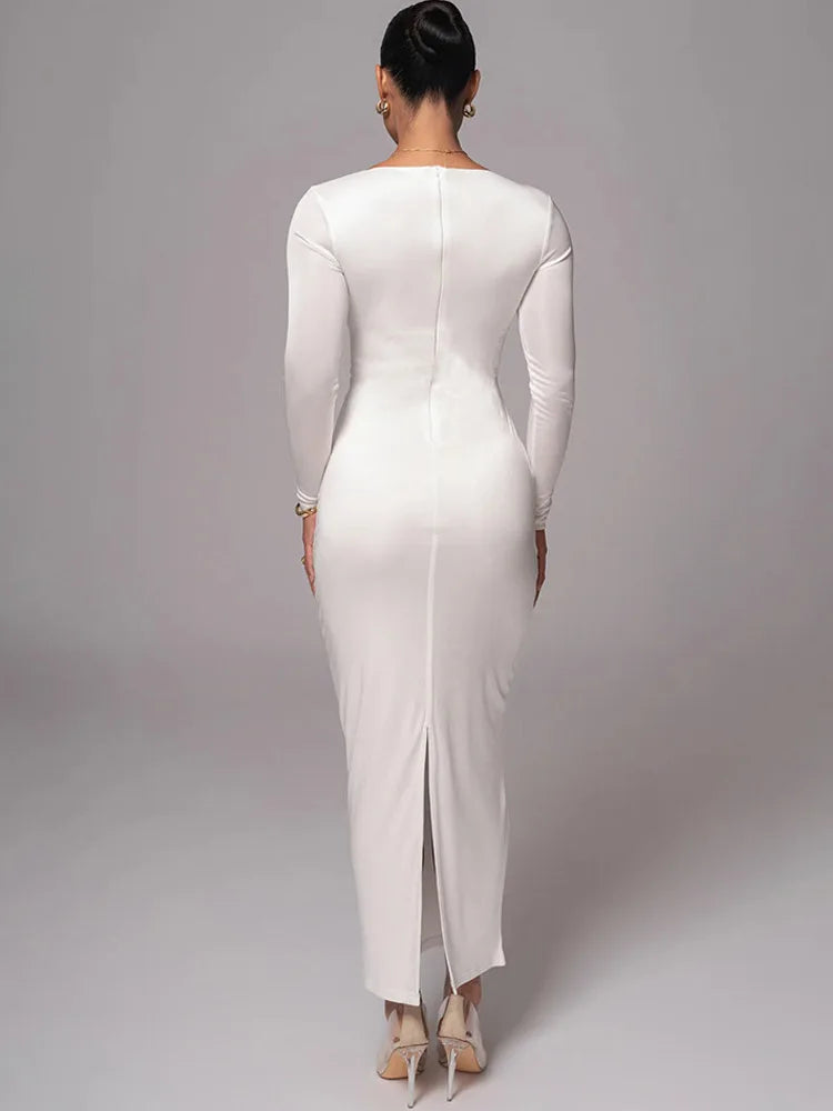 Hollow Long Sleeve Bodycon Midi Dress