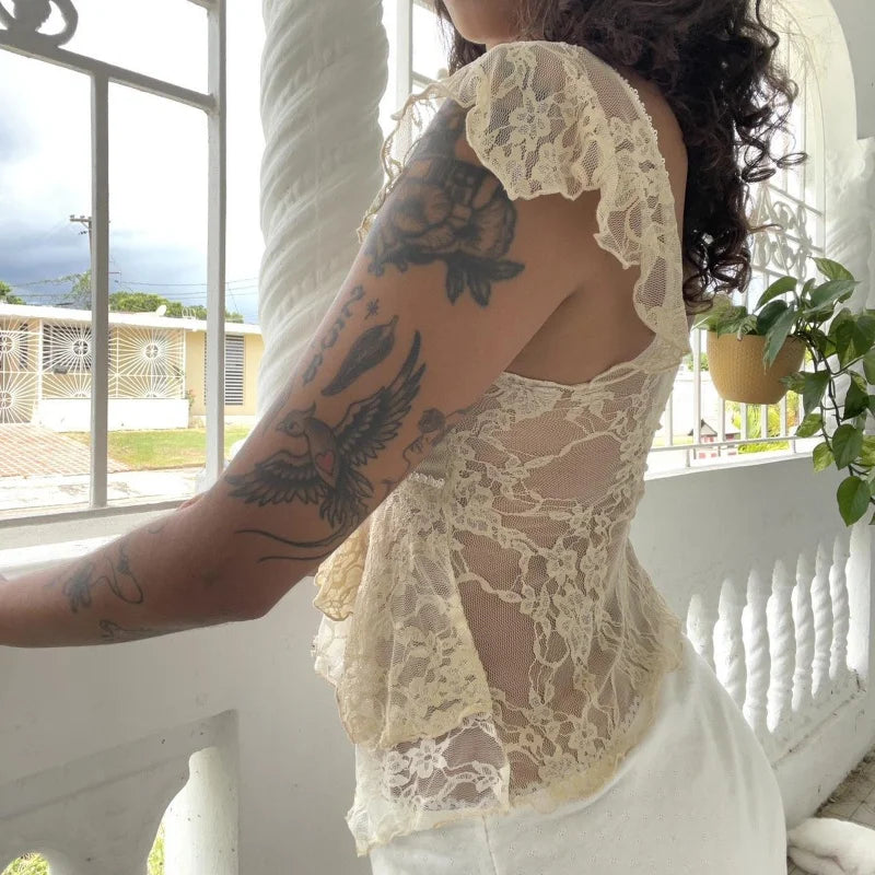 See-Through V Neck Tank Crop Top