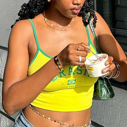 Brazil Letter Aesthetic Vintage Cami Top