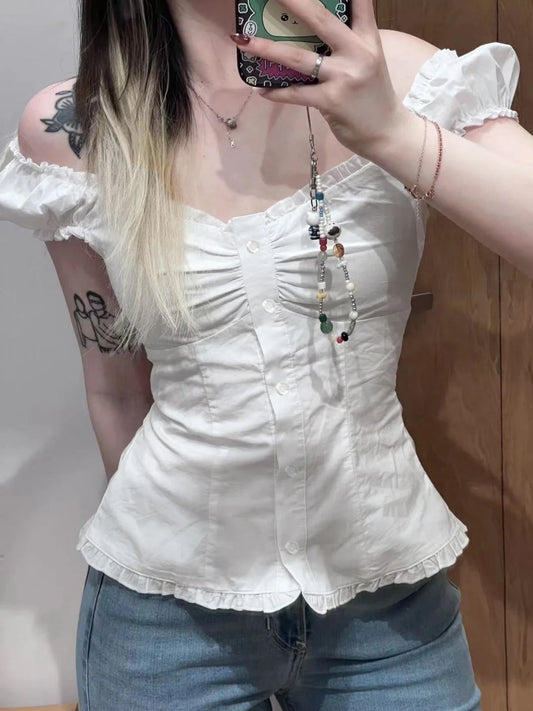 Solid Casual Chic Trendy Slim Fit Blouse Crop Top