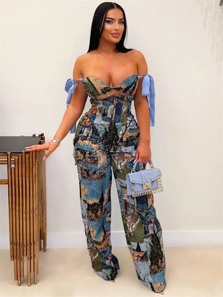 Tassel Corset Pocket Two Piece Pants Set