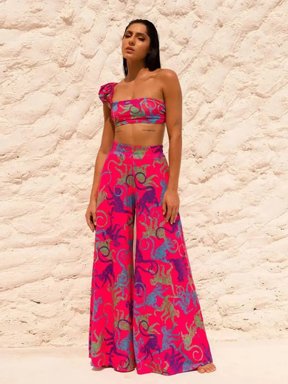 Bikini Cover Up Pants Knot Bandage Three Piece Swim Sets