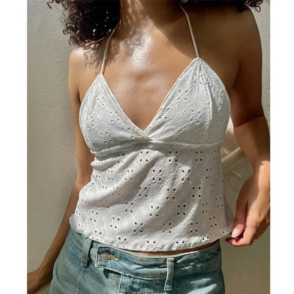 Lace Trim Peplum Spaghetti Strap Y2K Cami Top