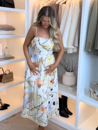 Sleeveless Pleated Slim Floral Dress