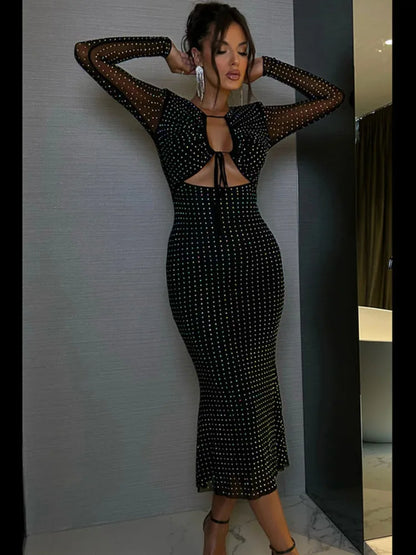 Sequin Sparkle Sexy Backless Midi Dress