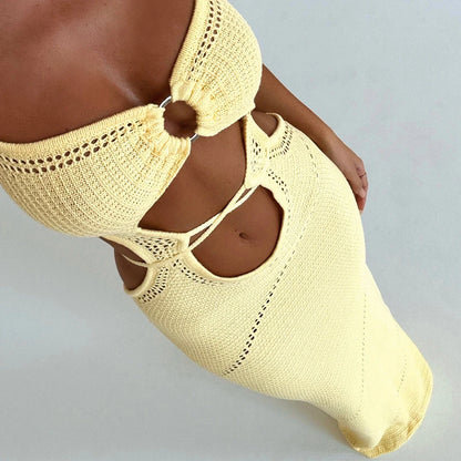 Knit Cutout Halter Maxi Dress