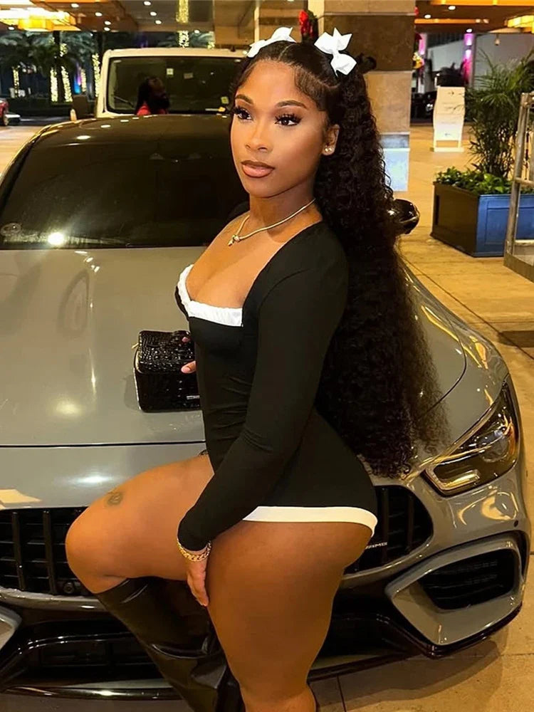 White Edging Square Neck Romper