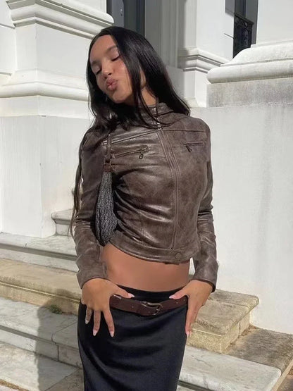 Vintage Slim Fit Suede Motorcycle Jacket