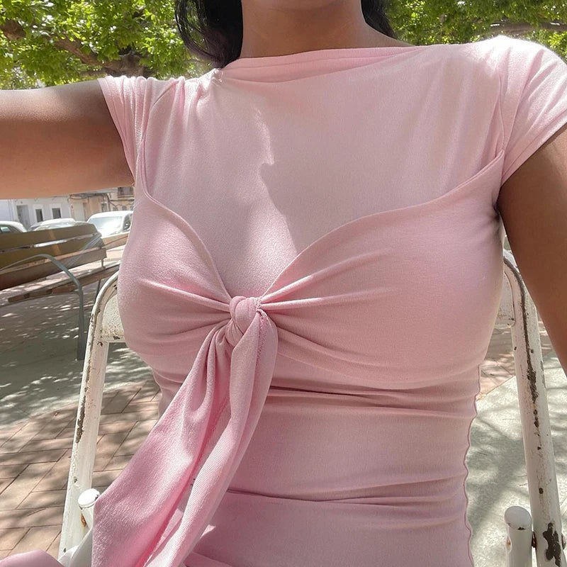 Corset O-Neck Bodycon Crop Top