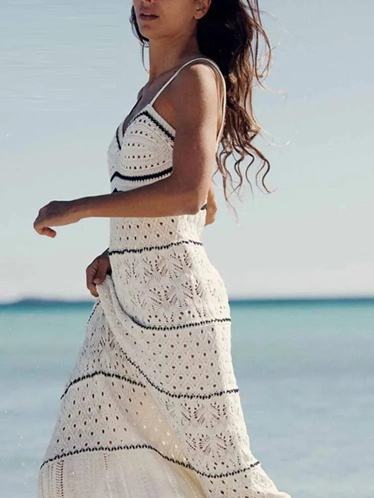 Crochet Slim Sling Sweater Long Summer Dress