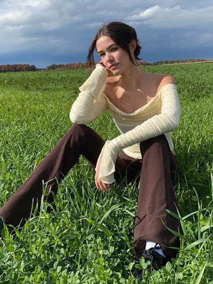 Mesh Patchwork Ruched Off-Shoulder Strapless