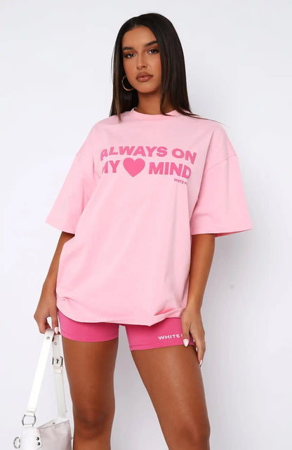 Pink Loose Casual Fit T-shirt
