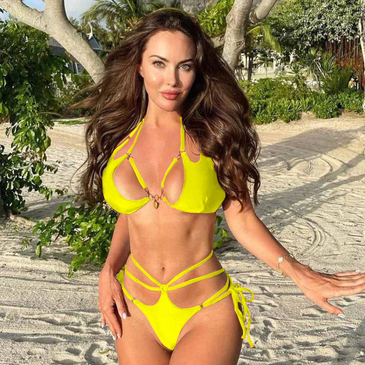 Ring Linked Halter Brazilian Bikini Sets