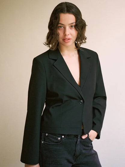 Woven Button Slim Skirt Suit