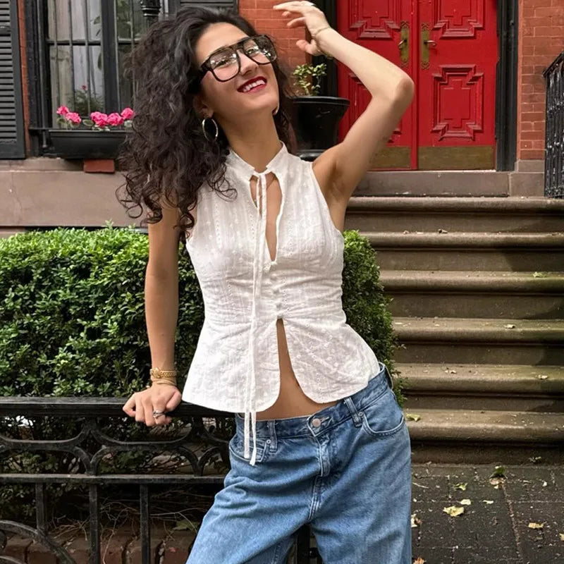 Bandage Sleeveless Slim Vacation Cami Top