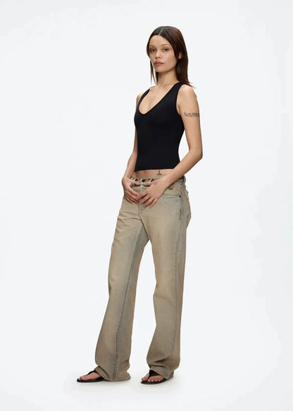 Minimalist Deep V Sexy I-Shaped Cami Top